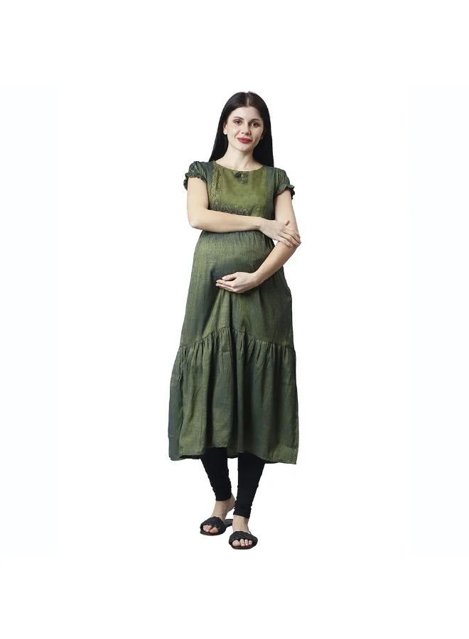 CEE 18 Women's Cotton Rayon A-Line MaternityFeeding kurti With Zippers