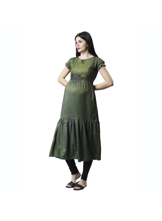 CEE 18 Women's Cotton Rayon A-Line MaternityFeeding kurti With Zippers