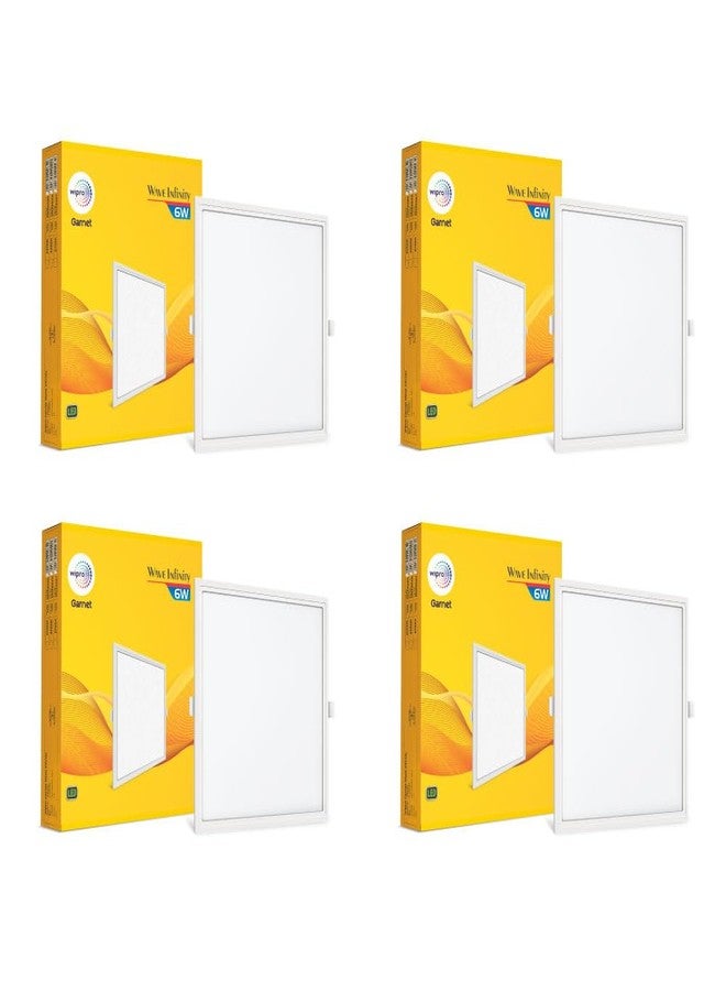 wipro Garnet 6W Square Led Wave Infinity Panel |Neutral White Light (4000K)|Rimless Panel with Ultra-Slim Design for False Ceiling |Pop Ceiling Light|Cutout - 100X100Mm |Pack of 4,