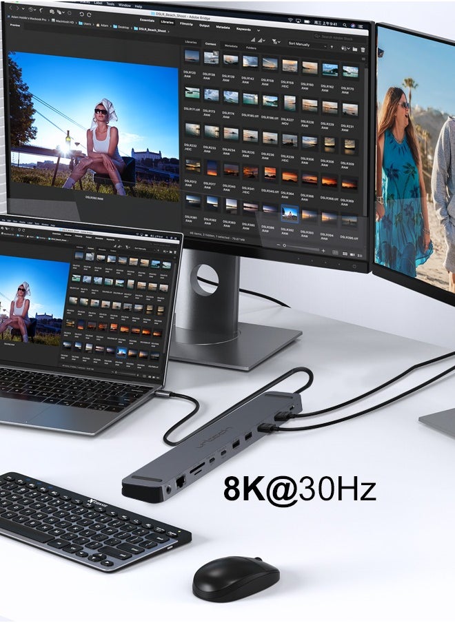urtech - URTECH 11-in-1 Premium USB-C Docking Station | 8K Video | Dual HDMI | 100W Power Delivery | Executive Tech Hub - Image 1