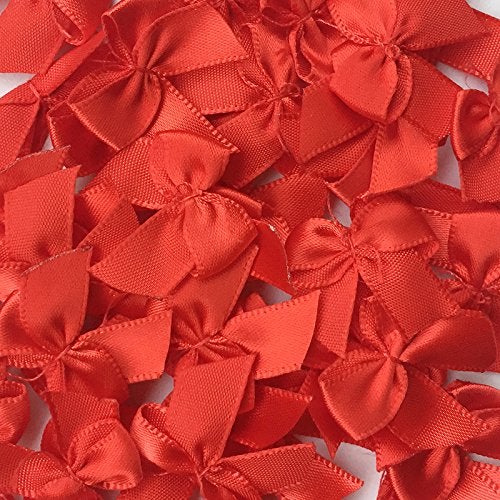Chenkou Craft 60pcs Mini Satin Ribbon Bows DIY Craft Red Color Christmas Dec - Image 5