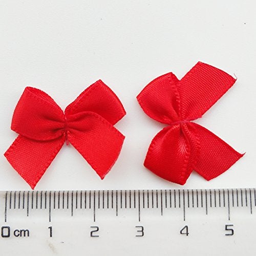 Chenkou Craft 60pcs Mini Satin Ribbon Bows DIY Craft Red Color Christmas Dec - Image 2