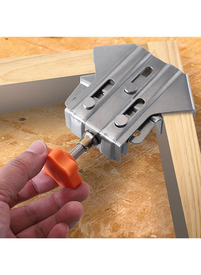 promass Corner Clamp, 4Pcs Stainless Steel Right Angle Clamp, Opened Closed Adjustable 90 Degree Corner Clamp, Single Handle Wood Clamps for Woodworking, Right Angle Clip Fixer Tools