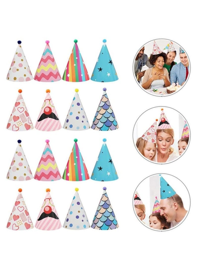 واي آند دي Fun Party Cone Hats, Xxl Hat Kids Pom for Birthday and Diy Crafts Supplies Group Activities Games Decorations Hats Mini - Image 2