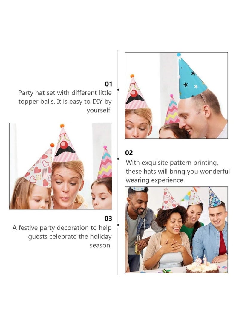 واي آند دي Fun Party Cone Hats, Xxl Hat Kids Pom for Birthday and Diy Crafts Supplies Group Activities Games Decorations Hats Mini - Image 3