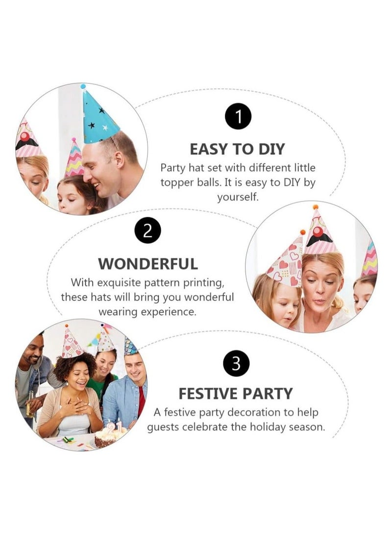 واي آند دي Fun Party Cone Hats, Xxl Hat Kids Pom for Birthday and Diy Crafts Supplies Group Activities Games Decorations Hats Mini - Image 4