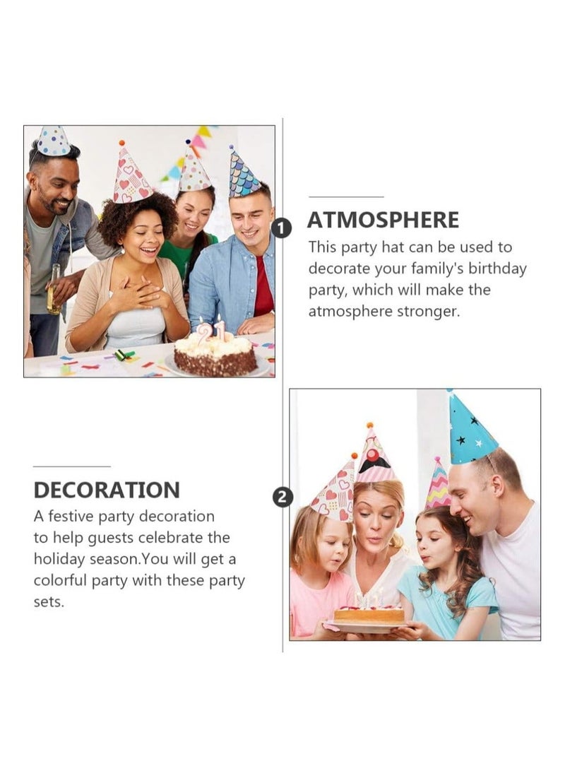 واي آند دي Fun Party Cone Hats, Xxl Hat Kids Pom for Birthday and Diy Crafts Supplies Group Activities Games Decorations Hats Mini - Image 5