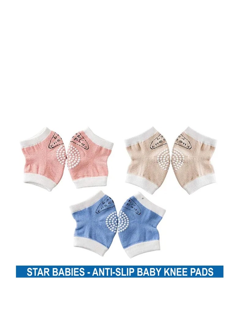 Star Babies Anti-Slip Crawling Kneepads - Girls - Multicolour, Pack Of 3 - Image 3