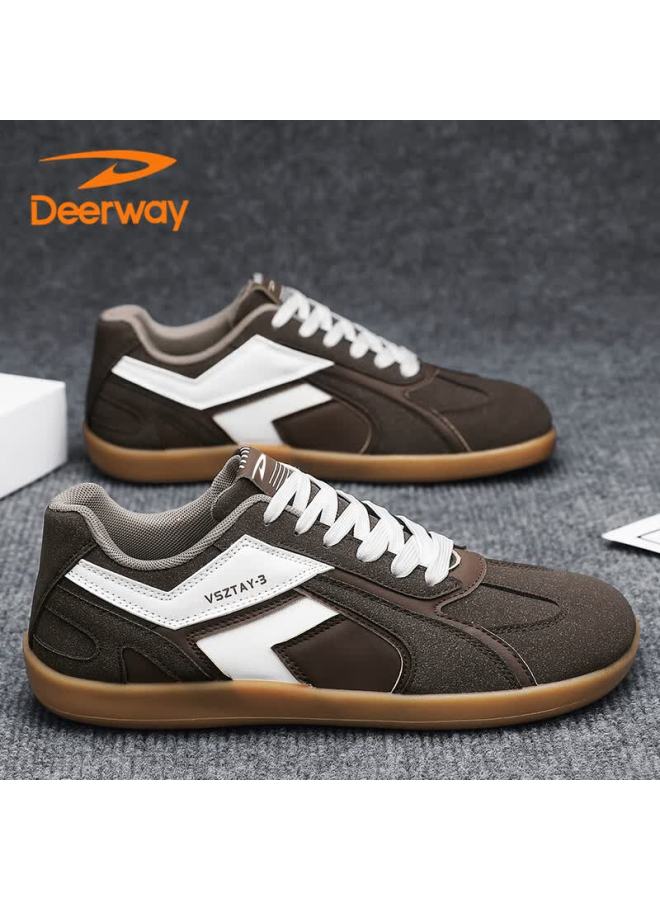 Deerway Men's Shoes  Autumn Winter Trendy Casual Sneakers Korean Style Versatile Flat Sports Shoes Fashion Brown Size 44 - Image 1