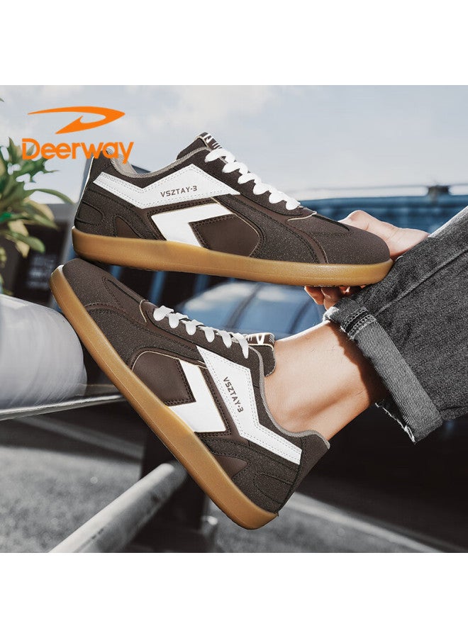 Deerway Men's Shoes  Autumn Winter Trendy Casual Sneakers Korean Style Versatile Flat Sports Shoes Fashion Brown Size 44 - Image 4