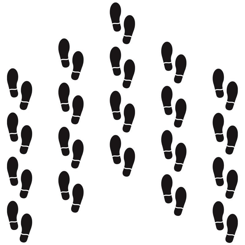 CAOCAOOO 20 Pairs 40 Prints Black Shoe Stickers 7 Footprints Floor Decals Stickers Feet Distance Floor Sign Party Decor Guide 