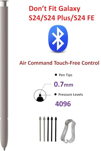 SLQ Galaxy S24 Ultra S Pen [WithBluetooth |4096 Pressure Sensor ] Replacement for Samsung Galaxy S24 Ultra 5G All Versions Touch Stylus Pen with 5xTips/Nibs (Gray) - Image 2