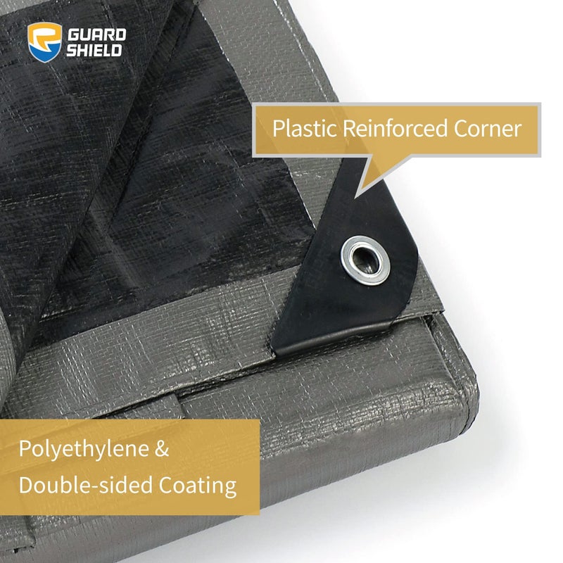 GUARD SHIELD Heavy Duty Tarp 10x20 Feet Silver/Black Multi Purpose Thick Waterproof Poly Tarp Cover 10mil - Image 2