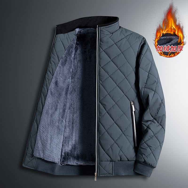 Cotton-Padded Jacket Men'S Winter Fleece-Lined Padded Cotton-Padded Jacket Loose Casual Warm Cold-Proof Cotton-Padded Jacket Coat - Image 2