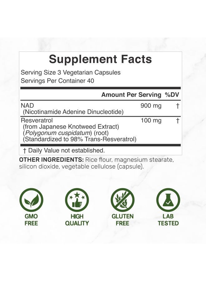 DEAL SUPPLEMENT Nad+ Supplement 1000 Mg Per Serving, 120 Vegetable Capsules: Maximum Potency Nad Enhancer, Healthy Aging, Energy & Brain Support; Similar to Nicotin Riboside - Image 2