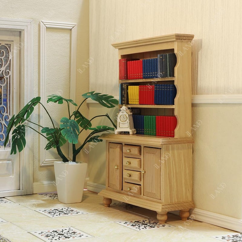iLAND Miniature Wooden Dollhouse Furniture Set: Sofa  Cabinets  Coffee Table for Dollhouse Living Room (Classic Doll Furniture 7pcs) - Image 4