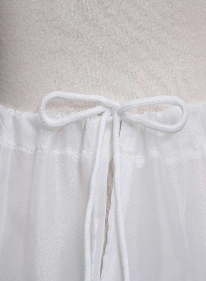 RULTA Girls' 3 Hoops Petticoat A-line Full Slip Flower Crinoline Underskirt., White, 6-7 Years - Image 3