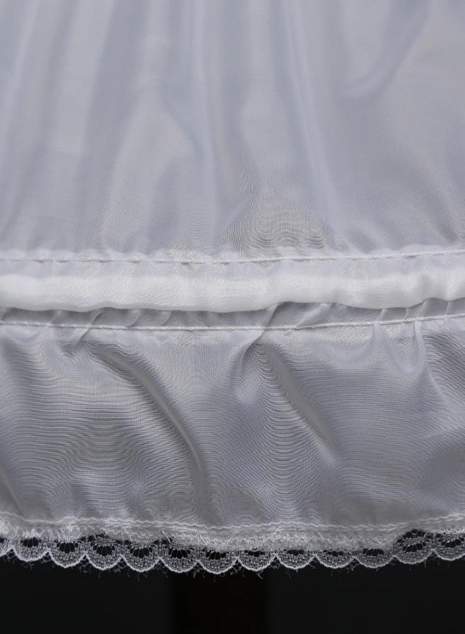 RULTA Girls' 3 Hoops Petticoat A-line Full Slip Flower Crinoline Underskirt., White, 6-7 Years - Image 4