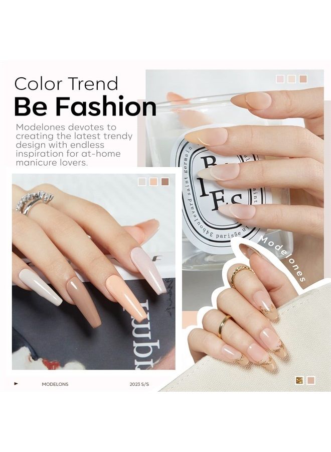 modelones مجموعة طلاء الأظافر الجل المحايد من موديلونز 6 ألوان، درجات لون البشرة العارية، البيج، التوب، العاجي، الأبيض، الوردي الباستيل، الرمادي، البني الفاتح لجميع المواسم، مجموعة مانكير قابلة للنقع، تصميم فن الأظافر، صالون في المنزل، هدايا للنساء - Image 3