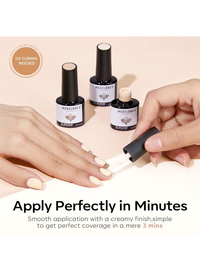 modelones مجموعة طلاء الأظافر الجل المحايد من موديلونز 6 ألوان، درجات لون البشرة العارية، البيج، التوب، العاجي، الأبيض، الوردي الباستيل، الرمادي، البني الفاتح لجميع المواسم، مجموعة مانكير قابلة للنقع، تصميم فن الأظافر، صالون في المنزل، هدايا للنساء - Image 5