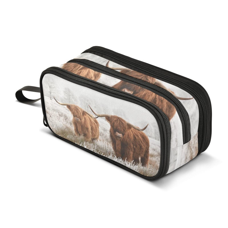 JUNZAN Pencil Case Scottish Highland Cow Large Capacity Pencil Pouch Pen Bag Student Stationery Office Supplies Present for Teen Girls Boys