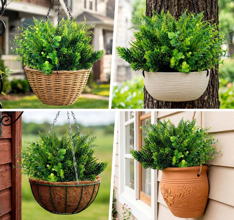 ilauke Fake Plants Greenery Stems 6 Bundles Artificial Greenery UV Resistant for Outdoors Planters Porch Window Box Patio Spring Faux Grass Decorations - Image 3