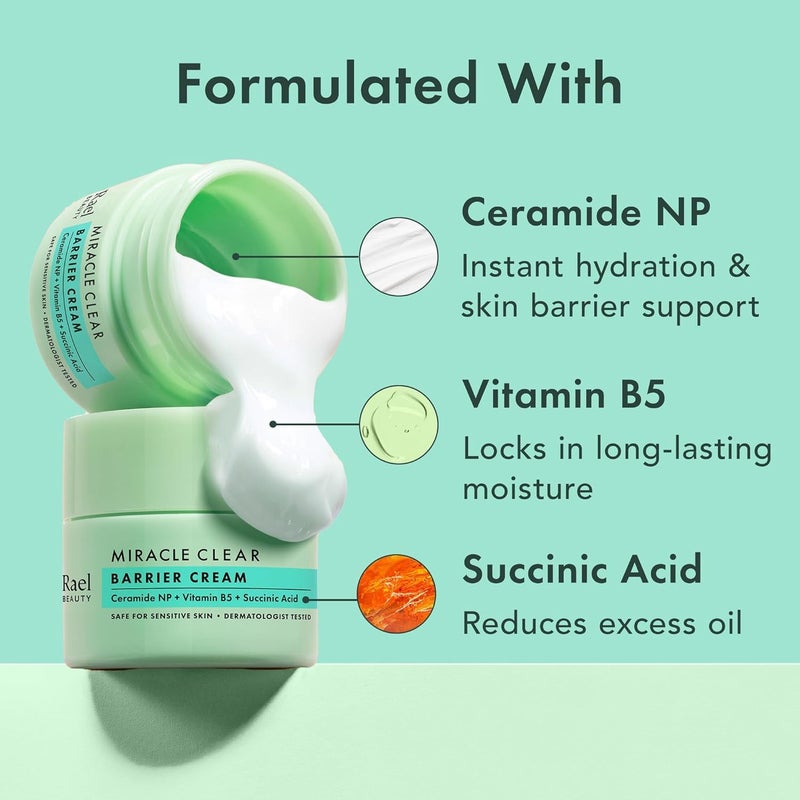 Rael مرطب وجه رايل، كريم الحاجز المعجزي - مرطب خفيف الوزن مع حمض السكسينيك وفيتامين ب5، ترطيب، العناية بالبشرة الكورية (1.8 أونصة)  - Image 4
