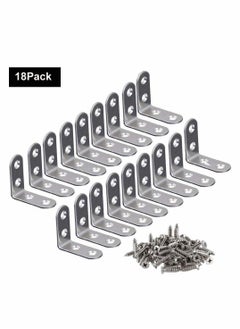 Excefore Stainless Steel Corner Braces, 40mmx40mm Heavy Duty Corner Steel Joint Right Angle L Bracket Brace Set with Screws for Shelves Furniture Wood Wall Hanging Fastener 18 Pcs  - Image 1