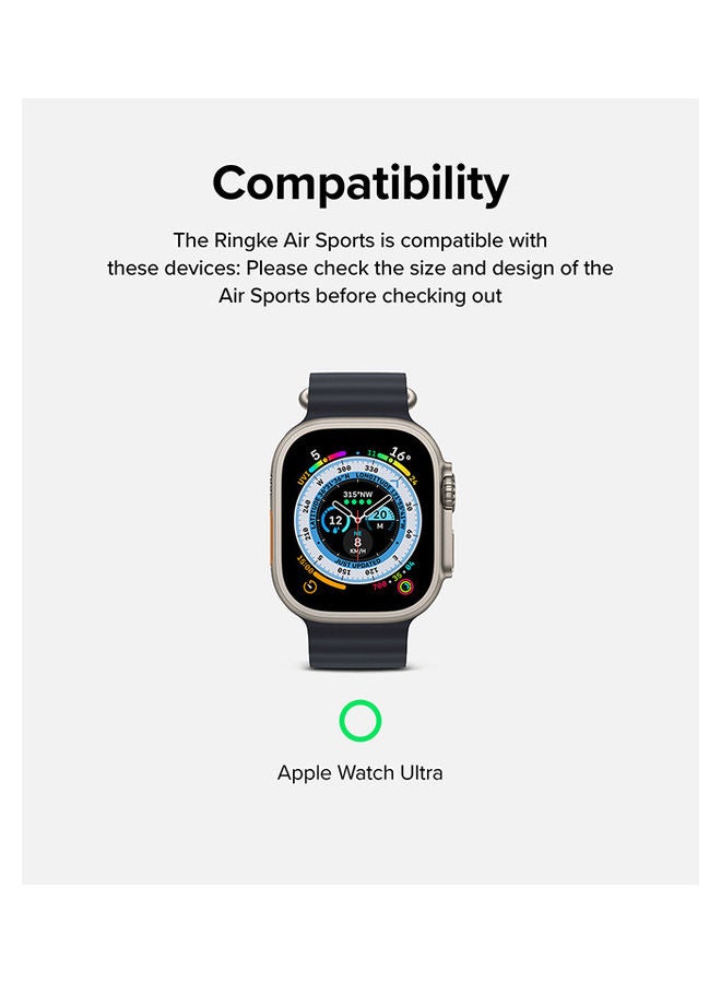 رينجك غطاء Air Sports متوافق مع Apple Watch Ultra 49mm Case for Series 8 ناعم ومرن ومتين من مادة TPU بإطار مرتفع وغطاء زر واقٍ - Image 2