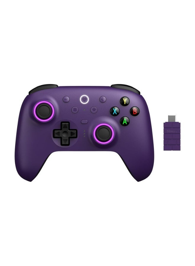 8BitDo Ultimate 2 Wireless Controller for Windows PC, Apple, Steam & Android, Gaming Controller with TMR Joysticks, Hall/Tactile Triggers, Motion Control, RGB Fire Ring, 1000Hz Polling Rate, purple.