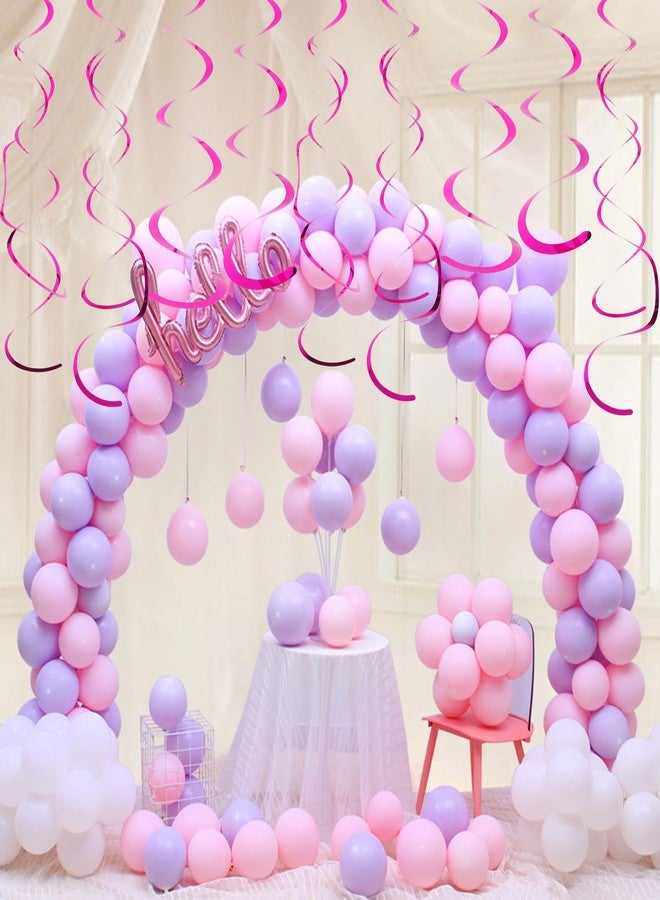 Fumwase 30 PCS Party Swirl Decorations Hot Pink Shinny Foil Hanging Swirl Decorations with Double-Swirls and Single-Swirls Plastic Streamer for Ceiling Plastic Metallic Streamer for Party Decorations - Image 5