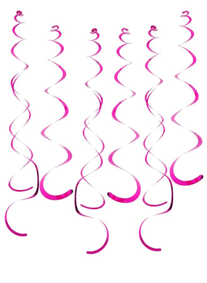 Fumwase 30 PCS Party Swirl Decorations Hot Pink Shinny Foil Hanging Swirl Decorations with Double-Swirls and Single-Swirls Plastic Streamer for Ceiling Plastic Metallic Streamer for Party Decorations - Image 1
