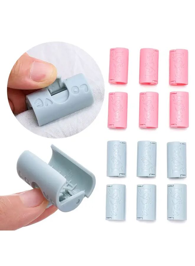 مشبك وردي مكون من 6 قطع، مشابك غطاء مرتبة غير قابلة للانزلاق، تصميم كبس بدون إبرة، مثبتات أغطية السرير - Image 1