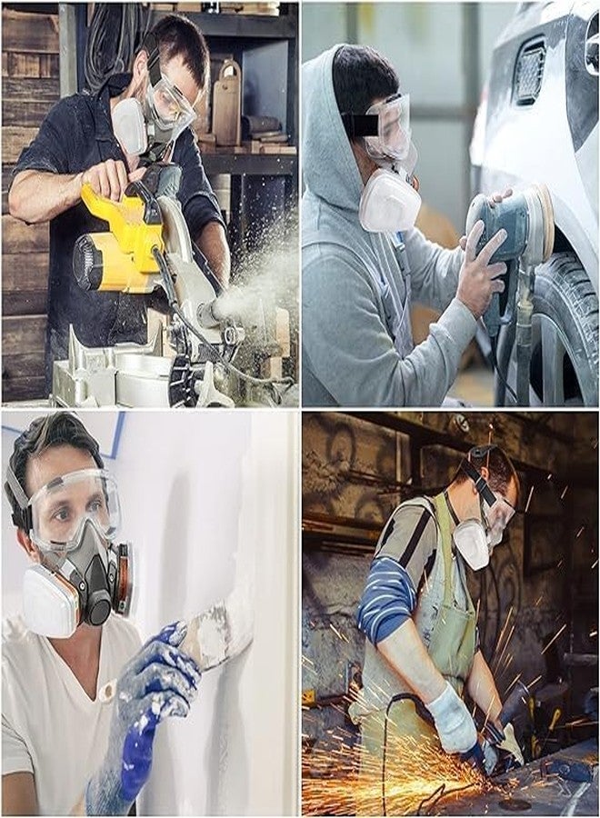 SRN ENTERPRISE Reusable Full Face Respirator Safety Mask with Protective Goggles, Dual Cartridge Filter System for Dust, Paint, Chemical Vapors, Spraying, Sanding and Industrial Protection - Image 4