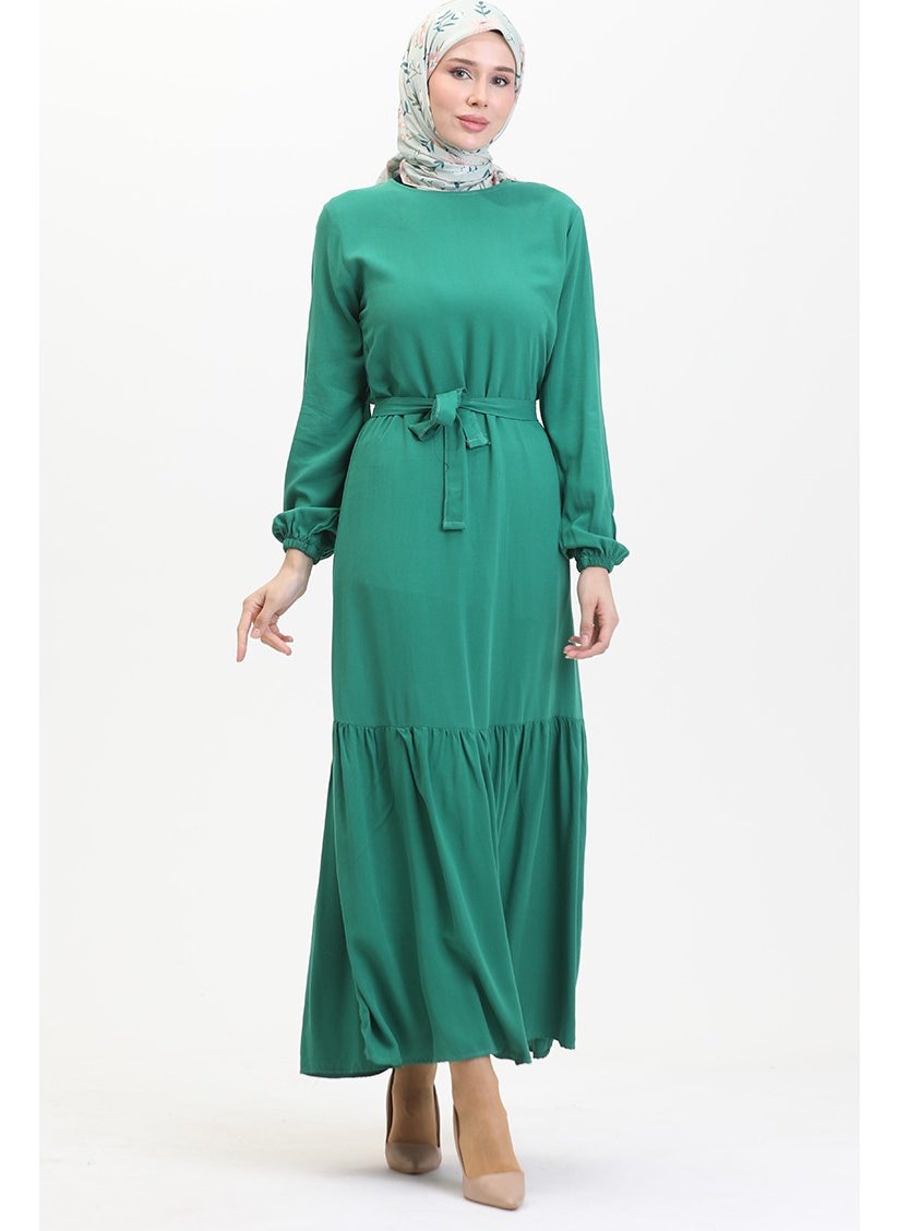 Sefa Merve - Belted Dress 0512-01 Emerald Green - Image 1