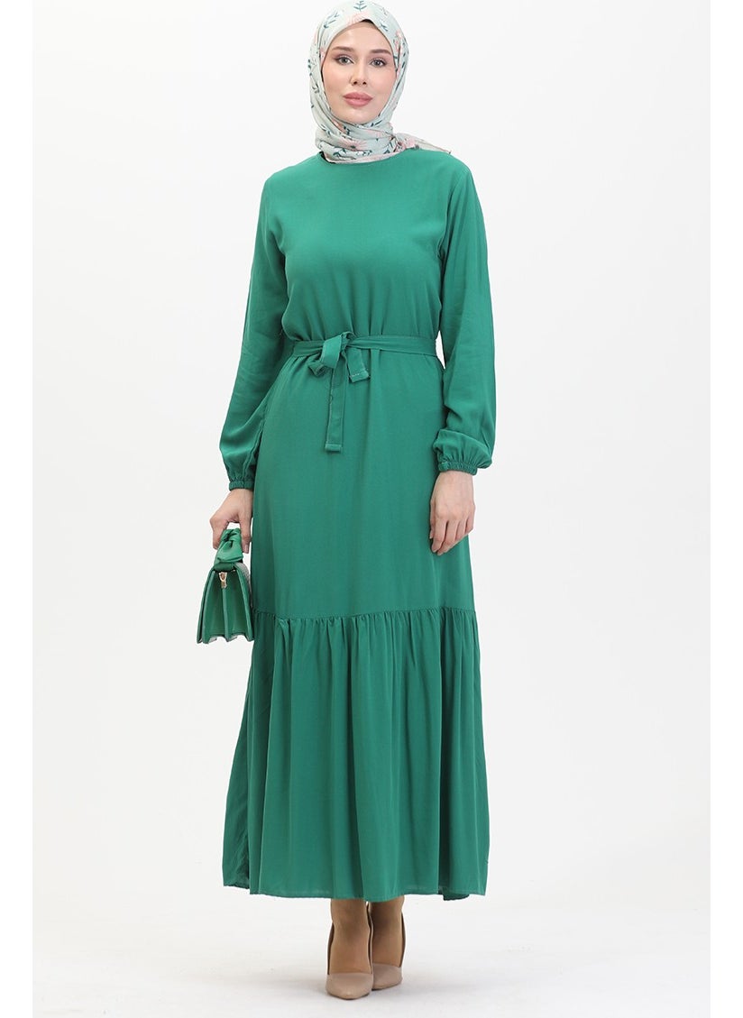 Sefa Merve - Belted Dress 0512-01 Emerald Green - Image 1