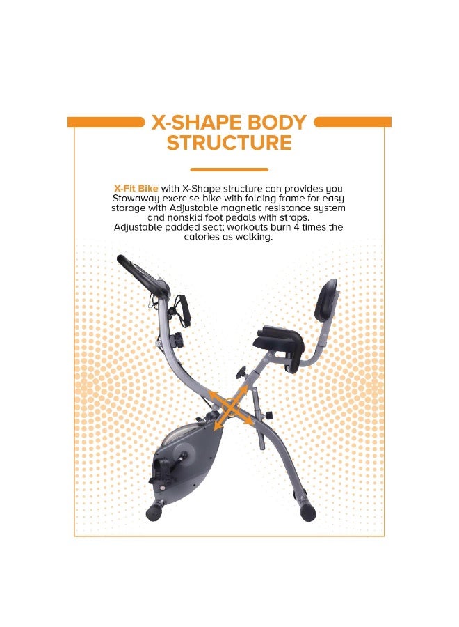 زيرو_بيوند_ويلنيس دراجة التمارين القابلة للطي Zero Healthcare X-Fit للاستخدام المنزلي | دراجة ركوب داخلية بمقاومة مغناطيسية مع شاشة LCD، أشرطة مقاومة، مقعد قابل للتعديل وتمرين هادئ لخسارة الوزن - Image 2