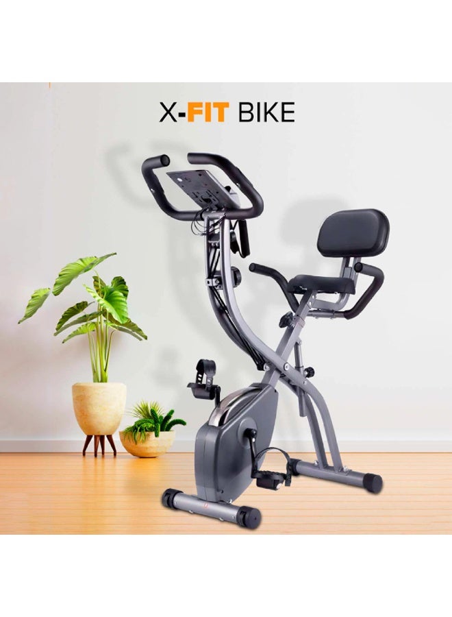 زيرو_بيوند_ويلنيس دراجة التمارين القابلة للطي Zero Healthcare X-Fit للاستخدام المنزلي | دراجة ركوب داخلية بمقاومة مغناطيسية مع شاشة LCD، أشرطة مقاومة، مقعد قابل للتعديل وتمرين هادئ لخسارة الوزن - Image 1