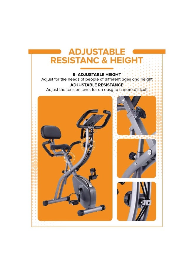 زيرو_بيوند_ويلنيس دراجة التمارين القابلة للطي Zero Healthcare X-Fit للاستخدام المنزلي | دراجة ركوب داخلية بمقاومة مغناطيسية مع شاشة LCD، أشرطة مقاومة، مقعد قابل للتعديل وتمرين هادئ لخسارة الوزن - Image 4