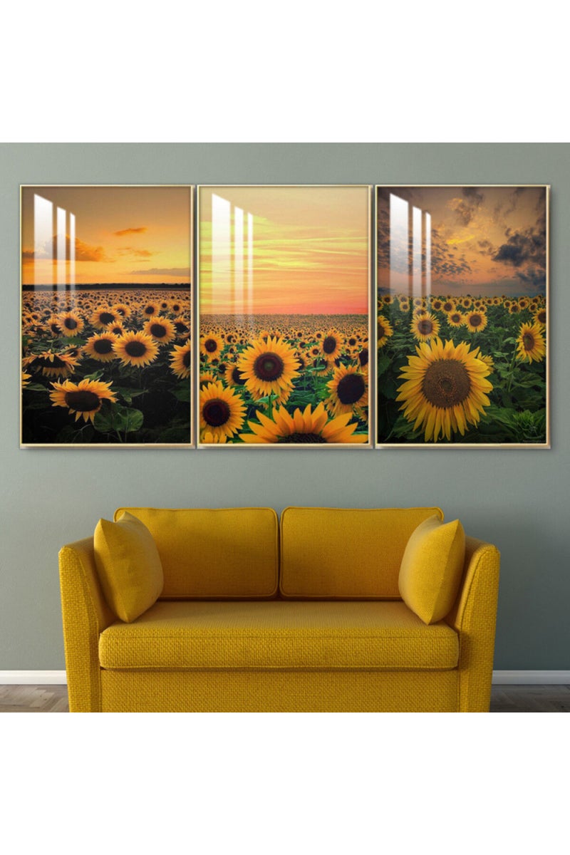 Marktna Three wooden wall painting with a frame and a clear acrylic layer - Image 1