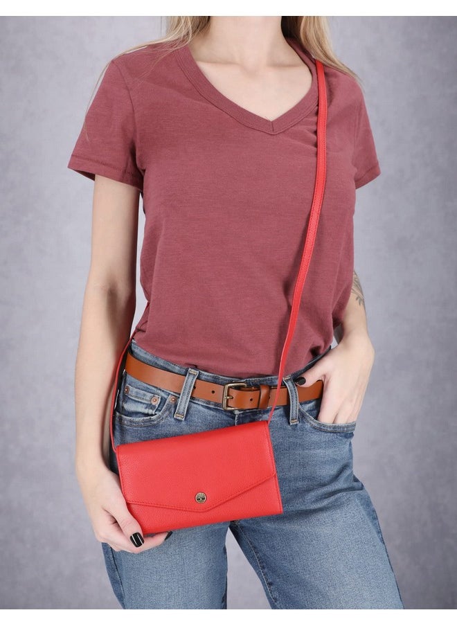 Timberland Rfid Leather Wallet Phone Bag With Detachable Crossbody Strap Cherry (Pebble)  - Image 4