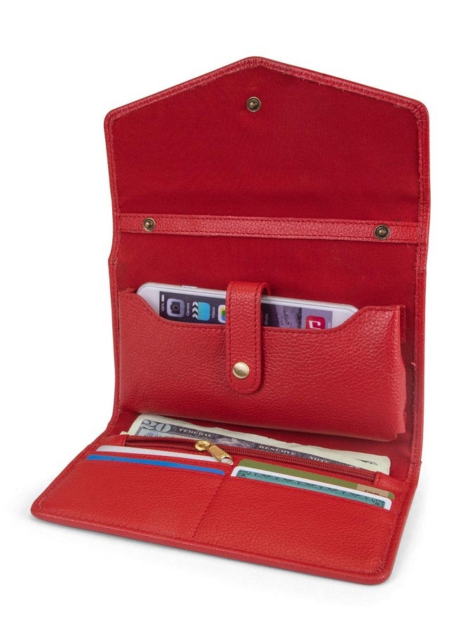 Timberland Rfid Leather Wallet Phone Bag With Detachable Crossbody Strap Cherry (Pebble)  - Image 2