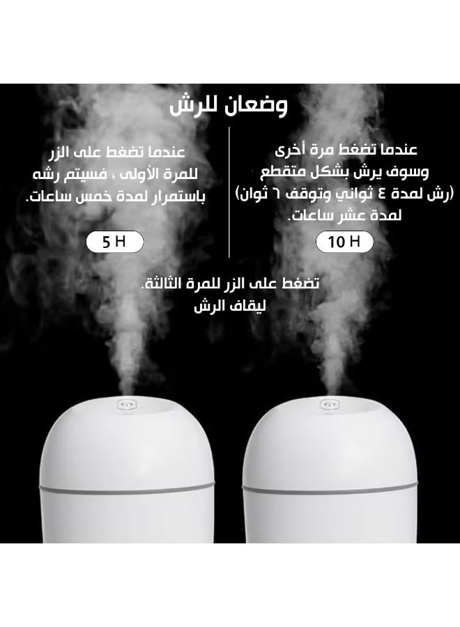 جهاز ترطيب صغير بالموجات فوق الصوتية، موزع للزيوت العطرية، سعة 300مل، يعمل بمنفذ USB، مزود بإضاءة LED  قطعة واحدة متعدد الالوان - Image 2