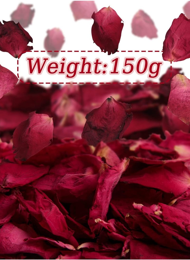 Generic - Qfeley Dried Rose Petals, Real Red Rose Petals 150g Dry Rose Petals for Bath Foot Bath Shower Arts Crafts Wedding DIY Accessories - Image 1