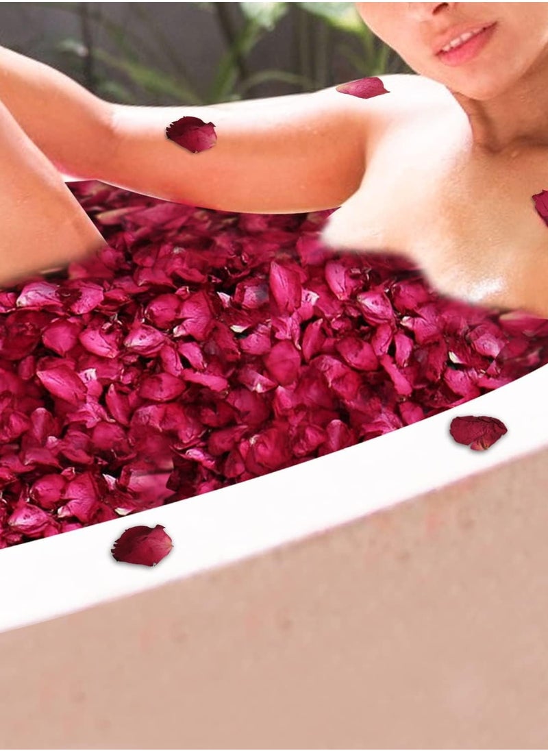 Generic - Qfeley Dried Rose Petals, Real Red Rose Petals 150g Dry Rose Petals for Bath Foot Bath Shower Arts Crafts Wedding DIY Accessories - Image 1