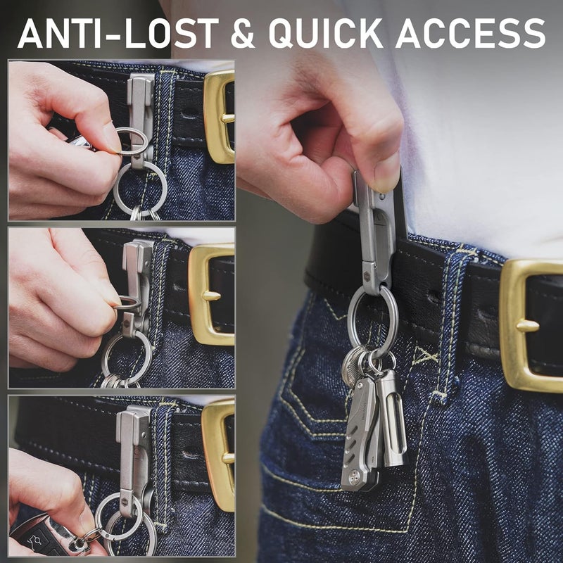 KeyUnity KS02 EDC Belt Keychain Clip Quick Release - Stainless Steel Duty Key Ring Holder - Image 2