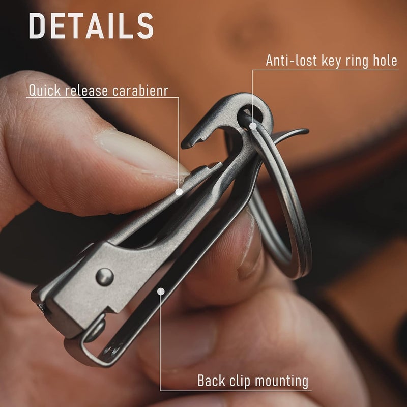 KeyUnity KS02 EDC Belt Keychain Clip Quick Release - Stainless Steel Duty Key Ring Holder - Image 5