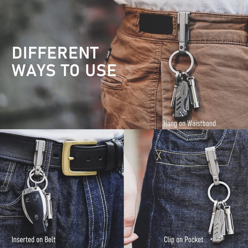 KeyUnity KS02 EDC Belt Keychain Clip Quick Release - Stainless Steel Duty Key Ring Holder - Image 3