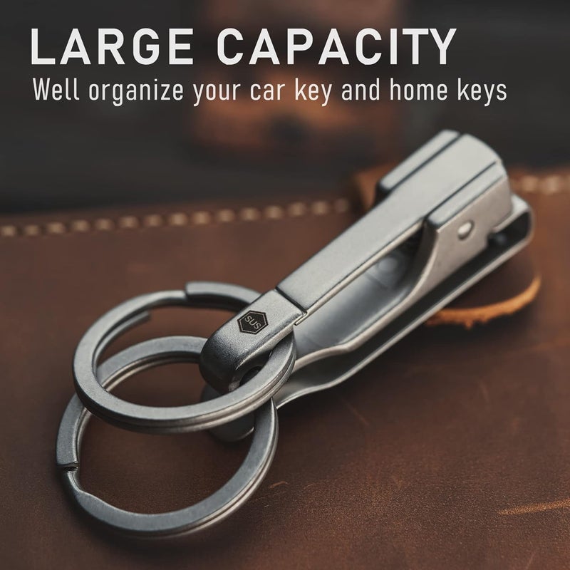 KeyUnity KS02 EDC Belt Keychain Clip Quick Release - Stainless Steel Duty Key Ring Holder - Image 4