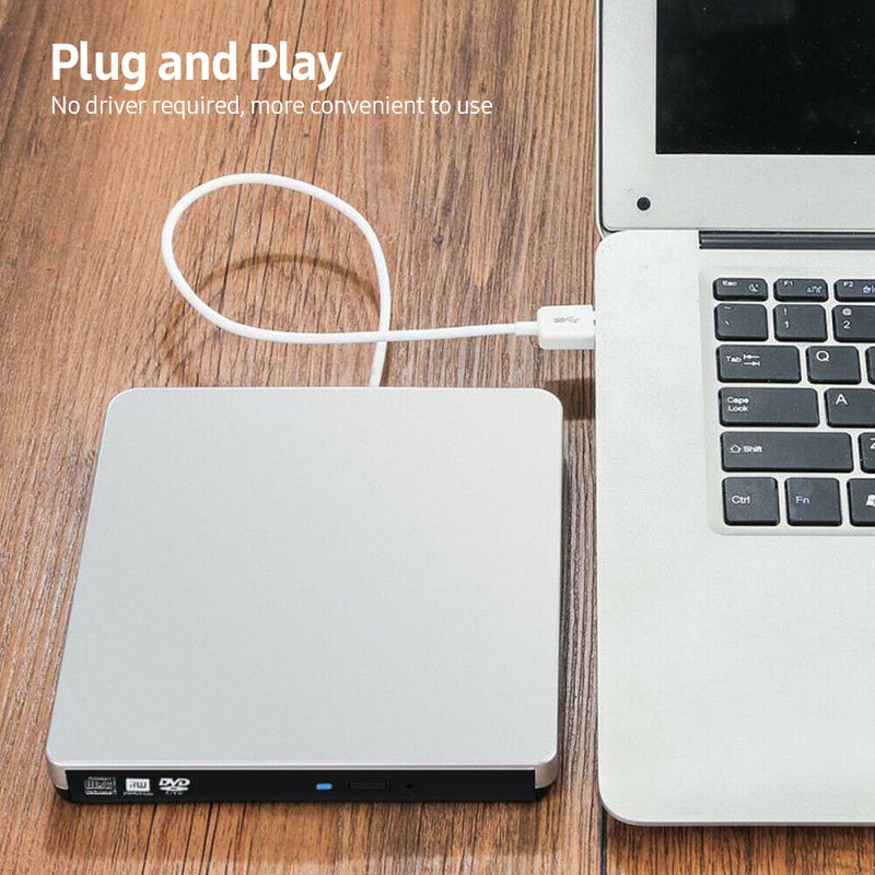 محرك ضوئي خارجي رفيع جدًا من النوع USB 3.0، محرك كتابة CD-RW و DVD-RW، مشغل CD/DVD، مسجّل محمول لـ DVD متوافق مع أنظمة ويندوز/ماك أوس - Image 2